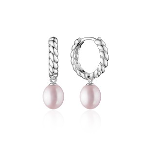 Cercei rotunzi argint cu perle naturale roz Twisted DiAmanti SK24341EL_L-G (Argint 925‰ 3,6 g.)